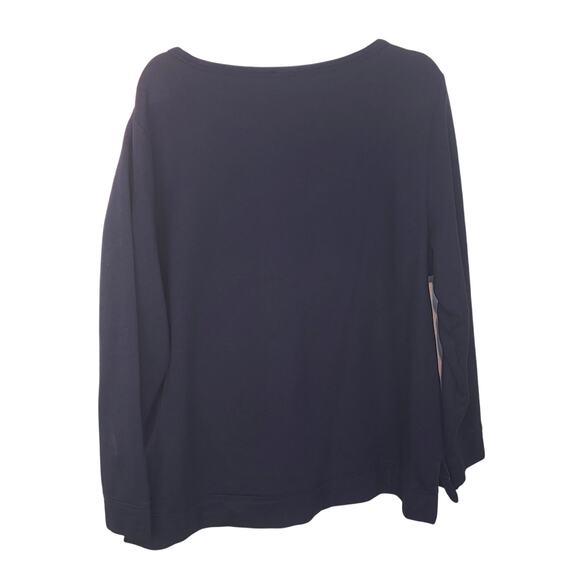 Talbots Plus Multi Color Polka Dot Navy Blue Cotton Blend Sweatshirt Size 2X - Picture 6 of 8